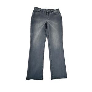 NYDJ Marilyn Straight‎ Jeans Size 14 Gray Black Acid Vintage Wash 31"